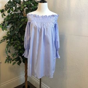 Short Blue and White stripped Dress